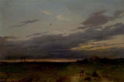 Cuadro de paisaje al atardecer sobre lienzo SERENDIPITP de 60x90cm para decoracion