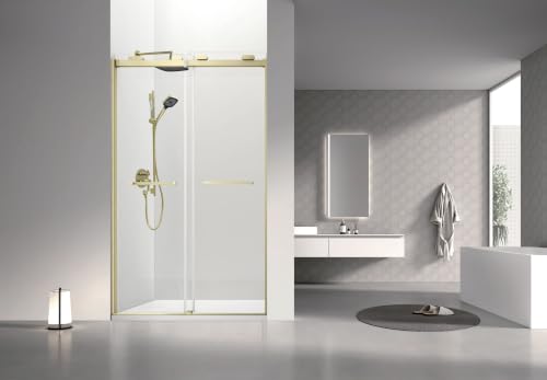 Image of Transolid Olenna 48-in x 80-in Bypass Shower Door, Champagne Bronze
