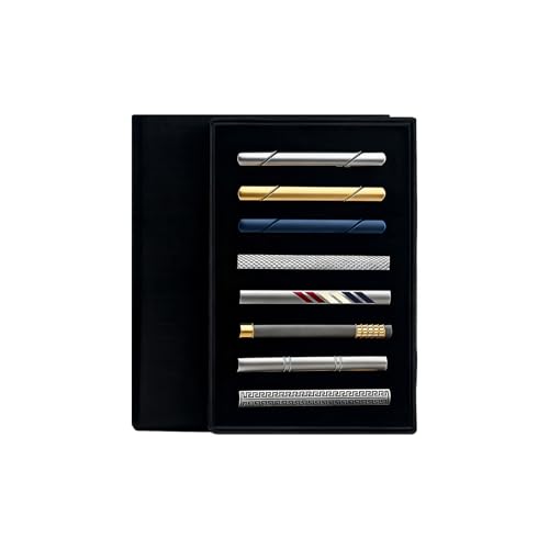 EvmAsaLQ 8Pcs Tie clips for Men. 4 Colors of Tie Clips Sliver Black Gold and Navy Blue. Tie Clip Tie Bar Suitable for Business Meetings, Weddings, and Holiday Gifts.