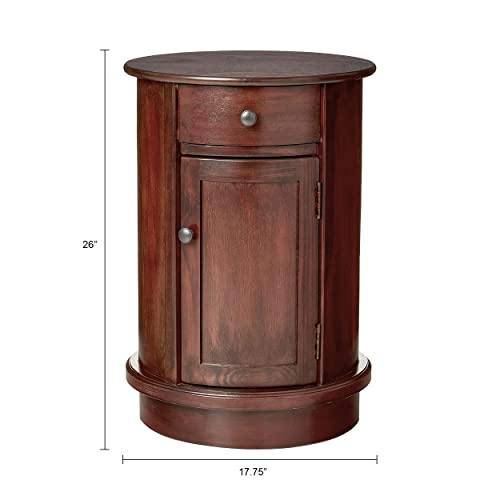 Decor Therapy Keaton Traditional Round Side Storage End Table, 26" X 17.75", Vintage Cherry #TOP2