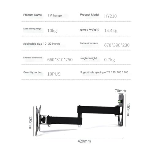 Support mural orientable pour écran 10-32 pouces avec bras articulé - 3