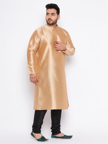 Image of Vastramay Plus Men's White Silk Blend Kurta Pyjama Set VPLUSMKWH001nPBL 44 | Independence Day