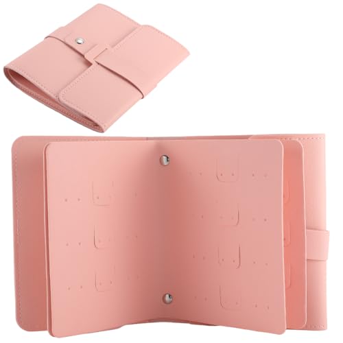 CREATCABIN Portaorecchini Organizer Orecchini A Perno Portaoggetti Orecchini A Libro in Pelle PU Custodia Orecchini Portatile da Viaggio Piccola Borsa Portaorecchini Donne Le Vacanze Rosa 34.5x16cm