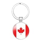 vmcoatdu Canada National Flag Key Chain Keyring Gift Men Women Keychain Stainless Steel and Inlaid Glass Materials