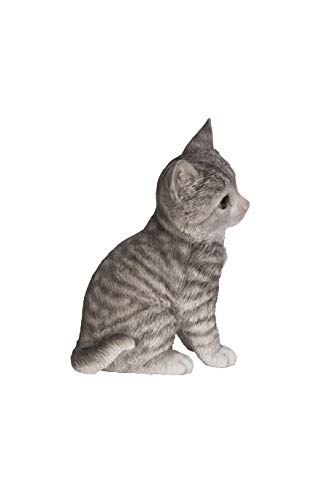 Figura Estatua Gato Gris Sentado Cabeza Inclinada miniatura 6
