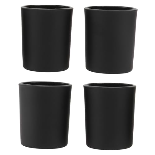 MUELODSIC 4 Piezas Copas de Vela de Vidrio Negro Mate Portavelas Decorativo para Mesa de Comedor Elegante Candelabro Reutilizable para Bodas y Hogar