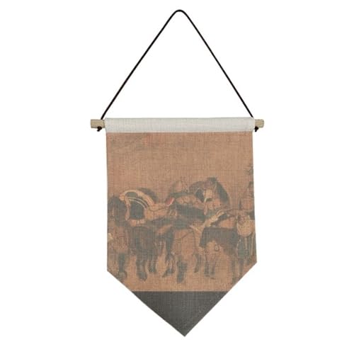 Drapeau en toile de soie route de cheval à suspendre pour décoration murale