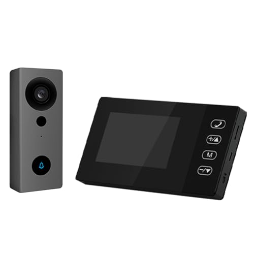 Swokely Cámara de Timbre de Video Inalámbrica 2.4G con Pantalla de Visualización Kits de Cámara de Videoportero con Pantalla IPS de 4.3 Pulgadas Visualización Nocturna Intercomunicador (Negro)