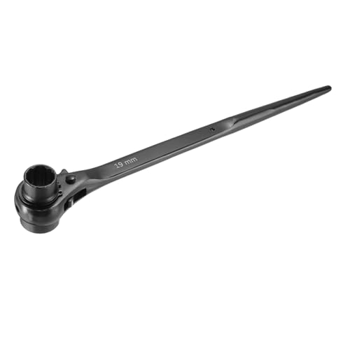 sourcing map 19 x 24mm 12-Point Scaffold Podger Ratchet Spanner Ratcheting Socket Wrench Tool (Black)