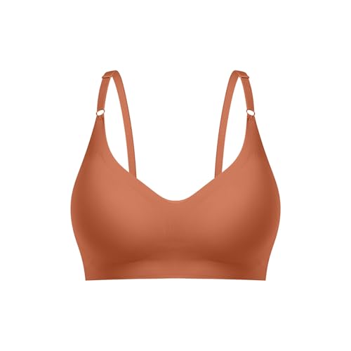 Sujetador deportivo sin costuras ajustable en color marrón talla S