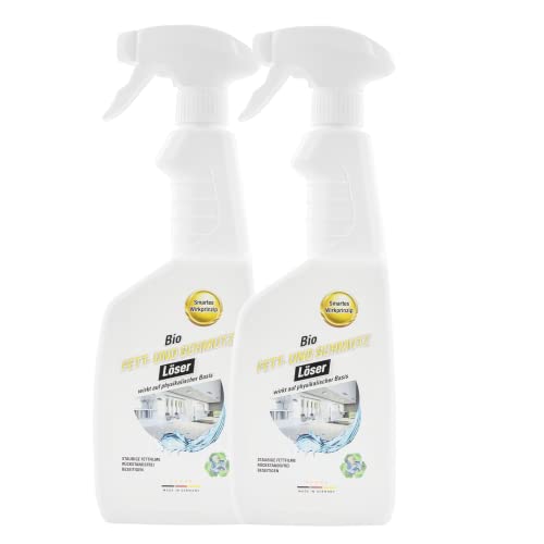 Bio Fettreiniger 2x 750 ml Küchenreiniger Spray - kraftvoll gegen Fett auf Dunstabzugshaube, Grill und Edelstahl - DERMATEST "sehr gut" Cover