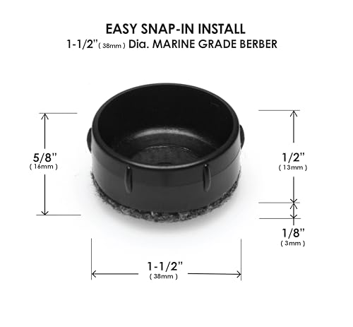 Slipstick Gorilla Outdoor 1-1/2 Inch Patio Chair Leg Caps for Wrought Iron Furniture (16 Pack) Floor Protecting Replacement Feet Glides for Metal Tables and Chairs, Marine Berber Sliders by Slipstick - Image 5
