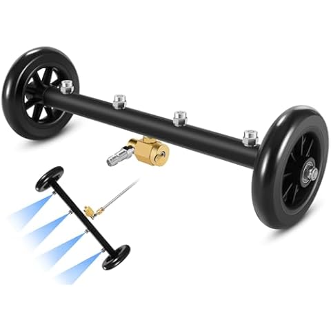 Pressure Washer Undercarriage Cleaner 12345, 16Inch Under Car Wash with 4 Nozzles, Pressure Washer Water Broom with 90 Degree Angle Wand and 2 Pieces Extension Wand, 4500 PSI Cover