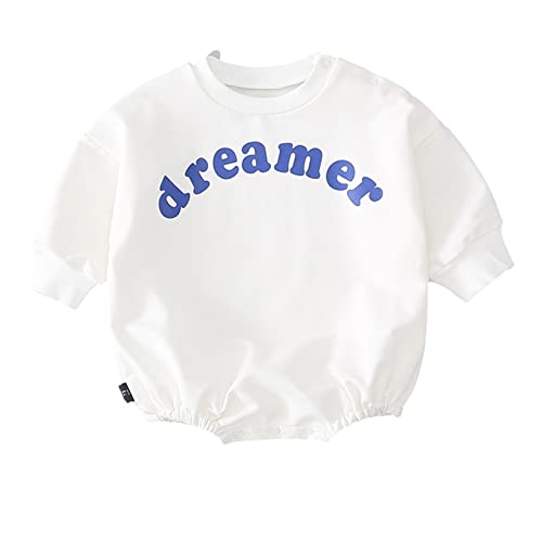 Baby Girl Boy Crewneck Sweatshirt Romper, Long Sleeve Rainbow Pullover Sweater Top Warm Fall Winter Clothes