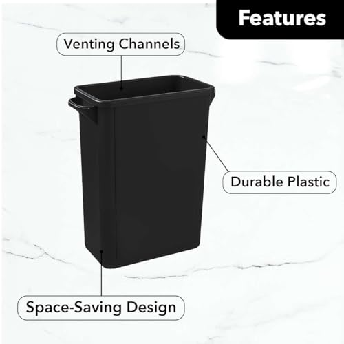 Caneca de basura rectangular negra de 16 galones miniatura 3