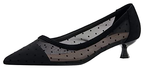 YooPrettyz Women See Through Mesh Sexy High Heels Formal Dressy Pump Shoes Pointed Toe Office Kitten Heels