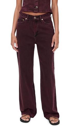 rag & bone Women's Featherweight Logan Mid Rise Wide Leg Jeans