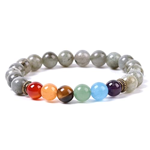 EDMIRIA Natural 7 Chakra Reiki Chakra Healing Yoga Meditation Crystal Fengshui 8mm Gemstones Beads Strechable Bracelet for Men And Women (Grey Labradorite) (B09LQXSHZZ) Amazon Price History, Amazon Price Tracker