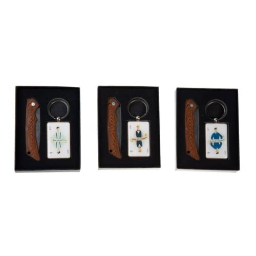 Lote de 10 Elegantes Estuches con Navaja y Llavero 'Hombres'. Recuerdos y Menaje. Regalos Originales. Detalles de Bodas, Comuniones, Bautizos, Cumpleaños.DK