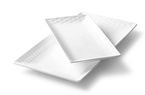 Roscher White Porcelain Serving Platter Set w Pure Pattern (2-Pack) Small and Large Kitchen and Dining Decorative Plates and Room Decor Classic Farmhouse Style (Diamond) Roscher White Porcelain Serving Platter Set w Pure Pattern (2-Pack) Small and Large Kitchen and Dining Decorative Plates and Room Decor Classic Farmhouse Style (Diamond)