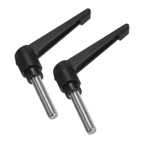 Image of uxcell 2pcs Clamping Lever Handles, M10 x 35mm 304 Stainless Steel Threaded Male Stud, Adjustable Handles Locking Quick Release Ratchet Push Button Bolt Knobs, Black