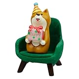 RAQWI Lindo mini perro sosteniendo un regalo de cachorro de resina para oficina, sofá verde