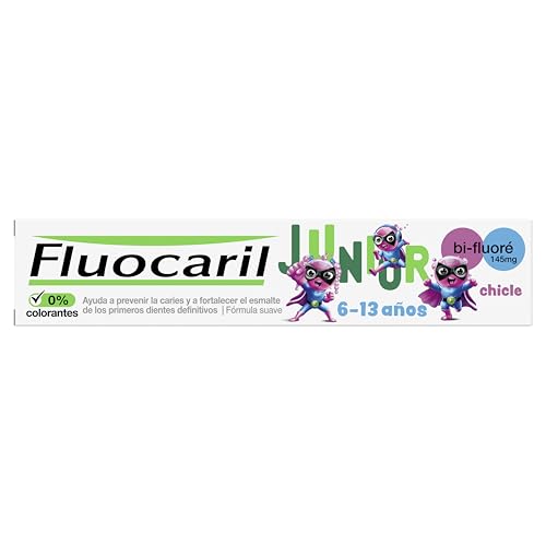Fluocaril Junior Bi-Fluoré 145 mg Pasta Dentífrica Anticaries Sabor Chicle Esmalte Reforzado, Fortalece los primeros dientes definitivos, Eficacia Clínicamente Probada 75 ml