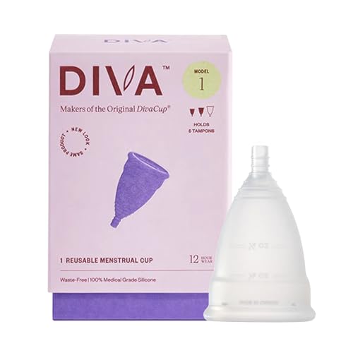 DIVA Cup - Medical Grade Silicone Cup for Period Care - Reusable Menstrual Cup - Up to 12 Hours of Continuous Wear - Model 1 (for Medium to Heavy Flow)