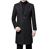 [YJSO] チェスターコート メンズ 長袖 ロング丈 くろい ビジネスコート ロングコート 無地 シングル トレンチコート M 大きいサイズ 防寒 暖かい あったか 通勤 アウター 冬物 秋物 韓国 ファッション コート アウター クリスマス 冬服 冬 秋冬