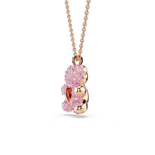 Swarovski Teddy Bear Pendant Necklace, Pink Crystals, Rose Gold-Tone Finish4
