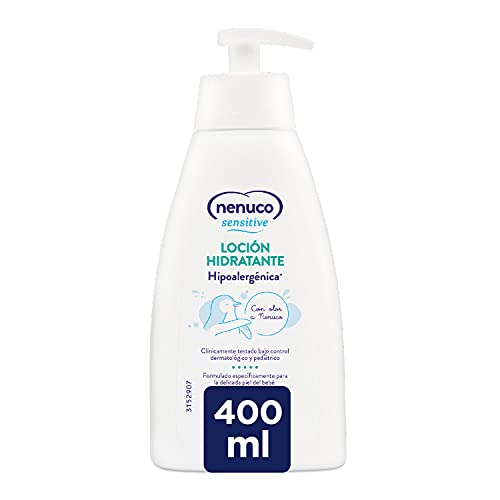 Nenuco Sensitive Loción Hidratante Hipoalergénica para bebé de fácil absorción y con olor A Nenuco, 400 ml