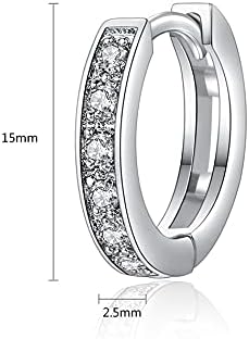 Miniatura 6 de TEEMI - Pendientes de aro Huggie de oro de 18 quilates, chapados en oro de 18 quilates, chapados en oro rosa, corte de diamante AAAAAA+CZ Spark,