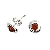 Gesamtgewicht:1,5 g Bernstein Ohrringe von Artisana-Schmuck, kleine moderne Ohrstecker aus Bernstein und 925/000 Sterling Silber rhodiniert