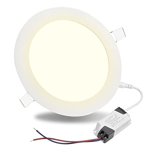 Yescom 6 Inch Led Recessed Light Ultra-Thin Ceiling Panel 3000K Wafer Downlight 12W Eqv 100W Warm White 960Lm Brightness Rohs Certified #TOP23