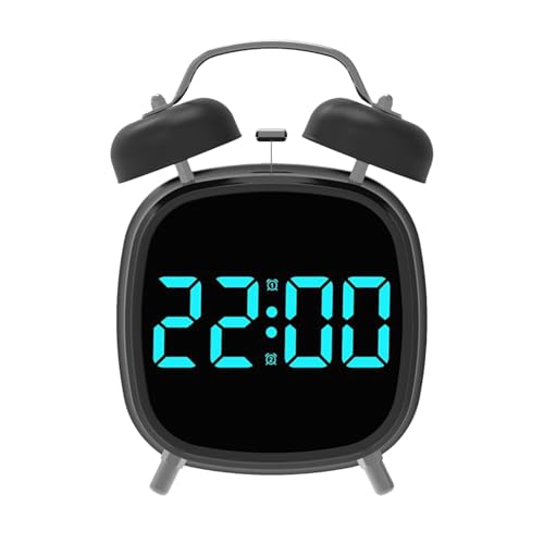 Teksome Reloj despertador para personas que duermen pesadamente, reloj digital fuerte, temporizador portátil con luz LED para cama, viajes, cocina, guardería, aula, hogar
