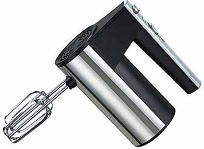 DRUNNA Electric 500-Watt Hand Mixer Cream Maker with Base 5 Speed Control and 2 Stainless Steel Beaters, 2 Dough Hooks (Silver)