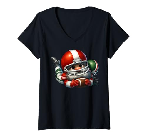 Donna Funny Football Gnome For Men And Boys Who Love Football Maglietta con Collo a V
