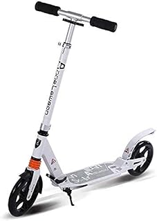 HAO KEAI Kick Scooters for Teens/Adults Scooters Adult Foldable Adult Kick With PU Big Wheels - Dual Suspension Glider For Teens Young Women Men Support 100KG 220lbs (Color : White)