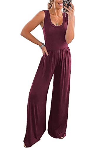 Best Shoes To Wear With Wide Leg Jumpsuit - Top 5 Picks & Review 5 PRETTYGARDEN Sleeveless Tank Wide Leg One Piece Jumpsuits 2025 Spring Summer Travel Airport Outfits Casual Pants Rompers(Wine Red