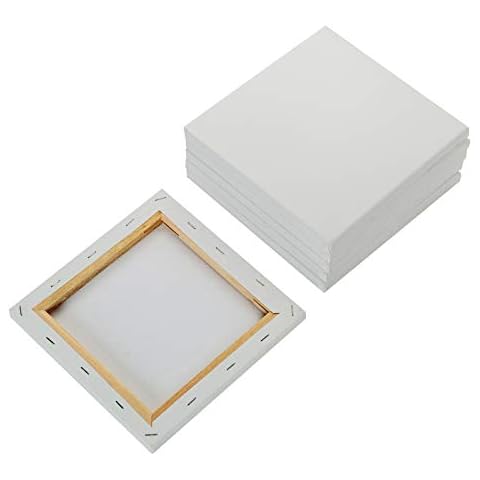 SL crafts Artist Stretched Canvas 8x8 Inch Stretched Blank Canvas Wooden Frame Pack of 6 Cover