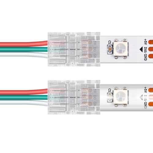 SVIANG 25 Packs 3 Pin 10mm LED Strip Connector - for 10mm WS2812B WS2811 SK6812 Strips Solderless Gapless Design Fits 22/20AWG Wire and IP20/IP65 Applications