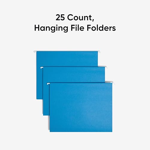 Smead Standard Hanging File Folders, 25 Count, Sky Blue, 1/5-Cut Adjustable Tabs, Letter Size (64068) - Thumbnail 3