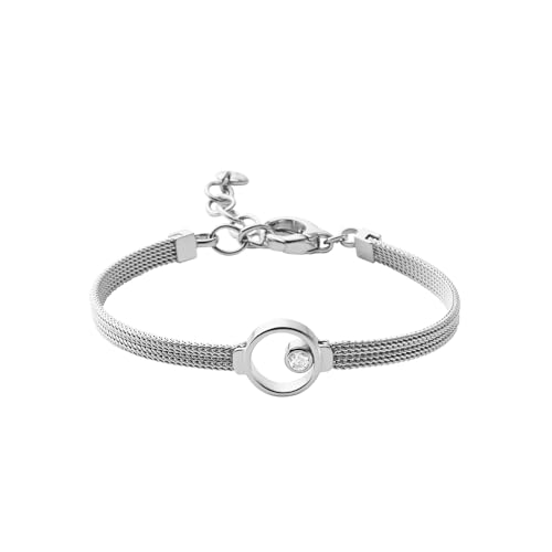 Skagen Damen Edelstahl Mesh Armband ELIN, 16,5 cm Länge, 4 cm Verlängerung mit Karabinerverschluss
