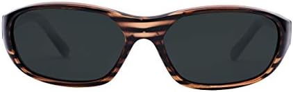 Stylle Polarized Rectangle Wrap Unisex Sports Shiny Brown Striped Frame with G15 Lens UV Block Sunglasses