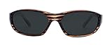 Stylle Polarized Rectangle Wrap Unisex Sports Shiny Brown Striped Frame with G15 Lens UV Block Sungl