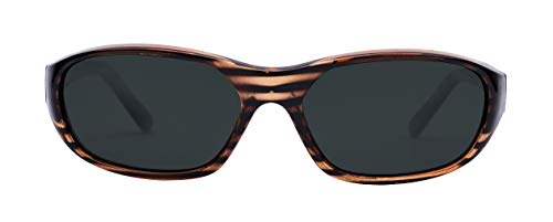 Stylle Polarized Rectangle Wrap Unisex Sports Shiny Brown Striped Frame With G15 Lens Uv Block Sunglasses #TOP2