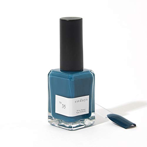 Sundays Non-Toxic Nail Polish, Glossy Shine Finish. No.35: Peacock Blue, Long Lasting, Vegan & Cruelty-Free, 1.7 oz