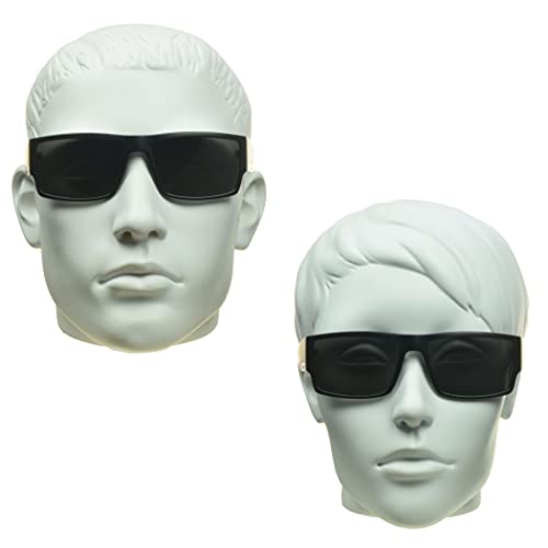 Locs Super Dark Wrap-Around Sunglasses for Men – Black Lowrider Gangster Cholo Vintage Style, Flat Top Design2
