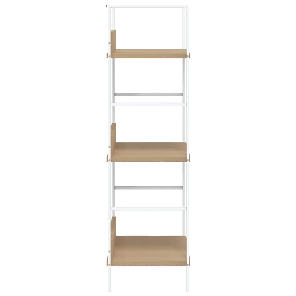 Estantería con 3 estantes, roble y blanco, 60 x 27,6 x 90,5 cm, madera y acero, diseño industrial, estantería de pie para libros, decoración, flores, CD/DVD, salón, oficina, pasillo