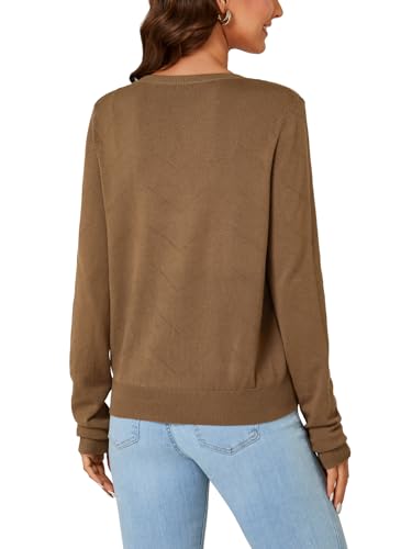 Image of Vrtige Women's Casual Crewneck Long Sleeve Lightweight Knit Pullover Fall Sweater Top